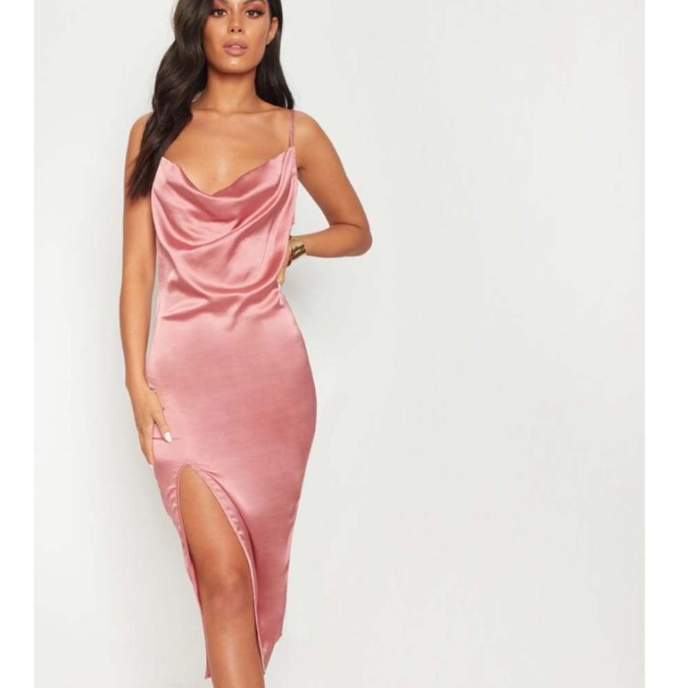 Satin strappy midi dress